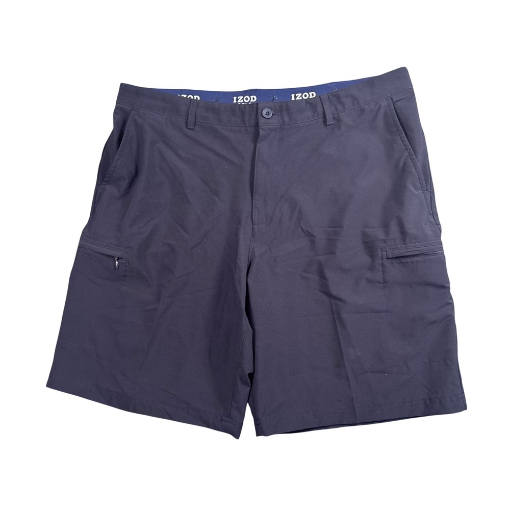 IZOD Golf Cargo Shorts Mens 40 Black Performance Golfcore Dadcore Stretch Casual